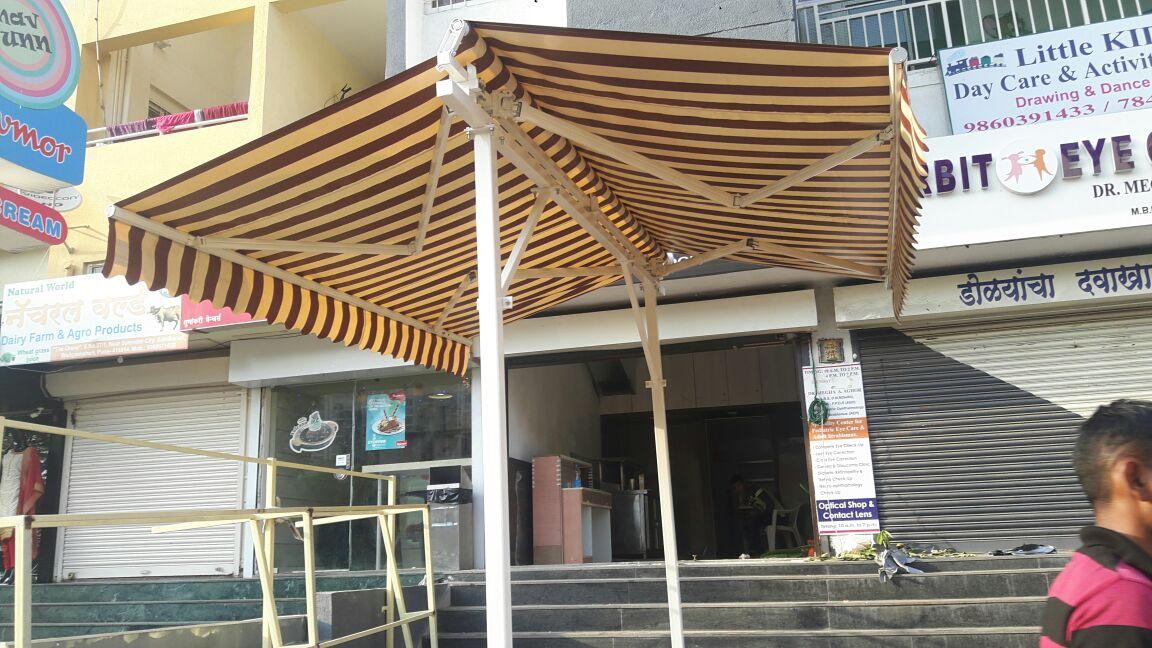 Hut awning for restorent-golden awning tensile